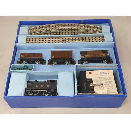 1102 - A boxed Hornby Dublo EDG7 LMS Royal Scot Set, second issue type without gold leaf transfers. Locomot... 