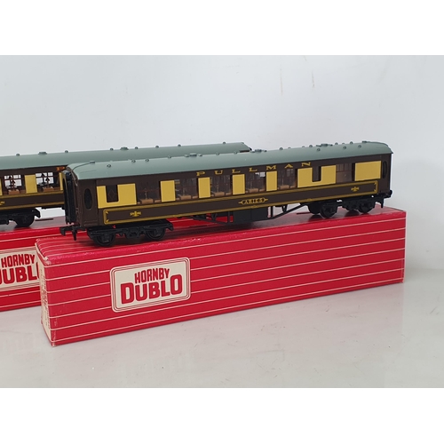 1117 - Three boxed Hornby Dublo Pullman Coaches, fixed bogie versions 4305 'Aries', 4306 2nd Class and 4307... 