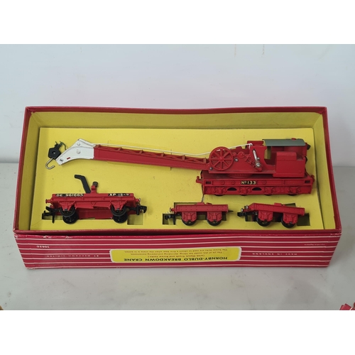 1202 - A boxed Hornby Dublo 4620 Breakdown Crane, 4078 B.R. Composite Sleeper, D22 B.R. Corridor Coach, 3x ... 