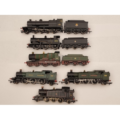 1343 - Six unboxed 00 gauge Locomotives including Lima 2-6-2T, Airfix GWR Prairie Tank, Hornby GWR Prairie ... 