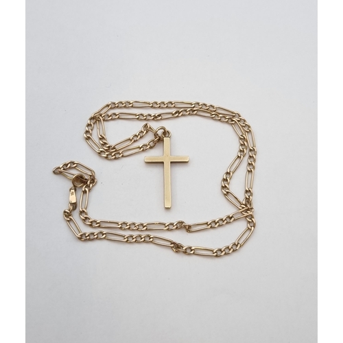 174 - A 9ct Gold Figaro Chain stamped 375 and a 9ct Gold Crucifix, full hallmarks, 5gms