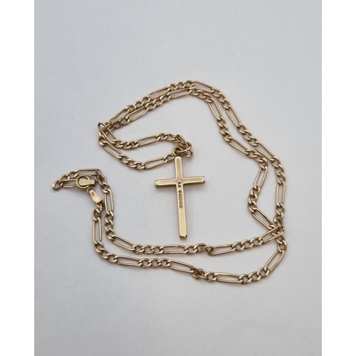 174 - A 9ct Gold Figaro Chain stamped 375 and a 9ct Gold Crucifix, full hallmarks, 5gms