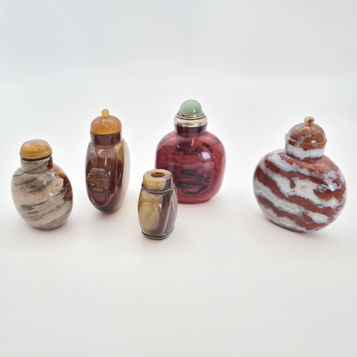 220 - Five various agate Snuff Bottles