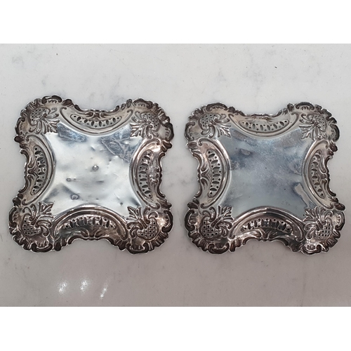 118 - A pair of Edward VII silver square pierced Trinket Dishes, Sheffield 1908