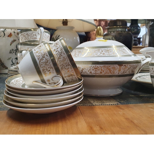 251 - A Minton part Dinner Service, Aragon pattern, including two covered Tureens, Cups, Saucers, Plates, ... 