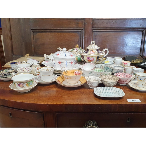 255 - A selection of 19th Century porcelain and pottery including a two-handled Sauce Tureen, a floral dec... 