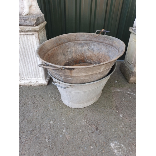 903 - Two twin handled Tin Baths/Planters, holes in bases.