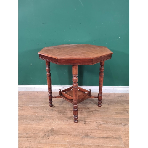 1 - A Victorian walnut octagonal Occasional Table raised on turned supports 2ft 4in W x 2ft 4in H (R2)