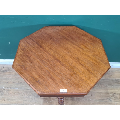 1 - A Victorian walnut octagonal Occasional Table raised on turned supports 2ft 4in W x 2ft 4in H (R2)