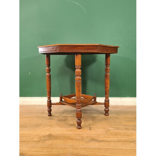 1 - A Victorian walnut octagonal Occasional Table raised on turned supports 2ft 4in W x 2ft 4in H (R2)