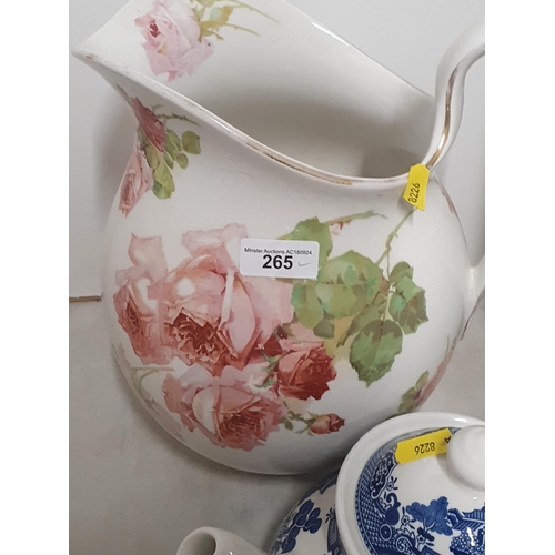 265 - Three Teapots, a Hot Water Jug, various Jugs and a Toilet Jug, (R4)