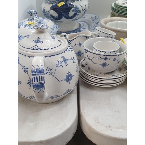 272 - A quantity of blue and white china including a stoneware Tureen, a Stone china Meat Plate, a small T... 