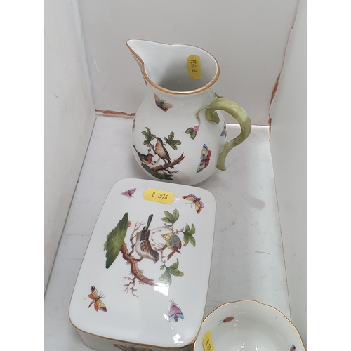 276 - A pair of Coalport Commemorative Mugs, a selection of Herend hand-painted items with bird designs, i... 