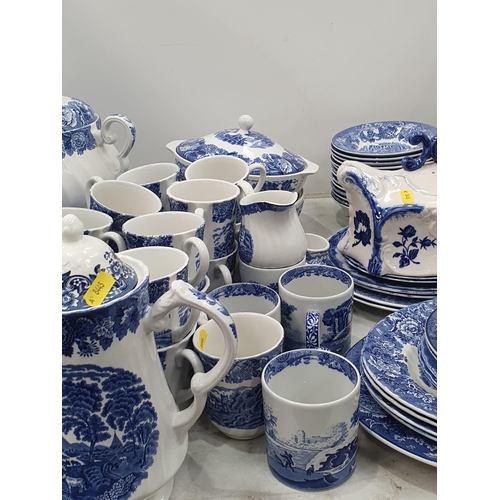 319 - A large quantity of blue and white tableware by Wood & Sons, etc, including Tureens, Coffee Pot, Mug... 