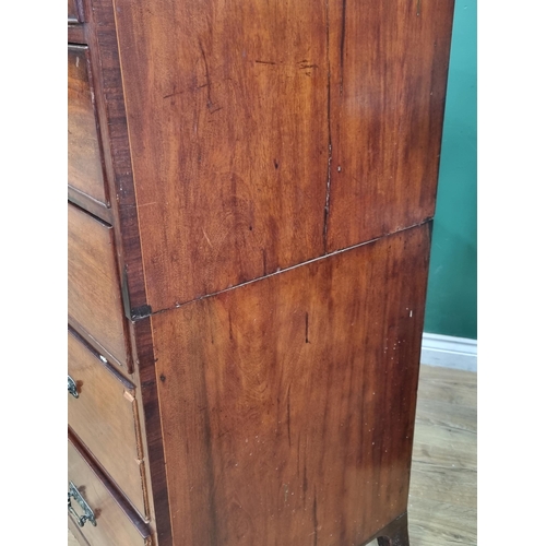 34 - A 19th Century mahogany and inlaid Chest of two short and four long drawers raised on  splayed feet ... 