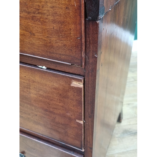 34 - A 19th Century mahogany and inlaid Chest of two short and four long drawers raised on  splayed feet ... 