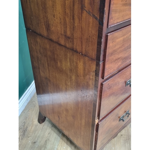 34 - A 19th Century mahogany and inlaid Chest of two short and four long drawers raised on  splayed feet ... 