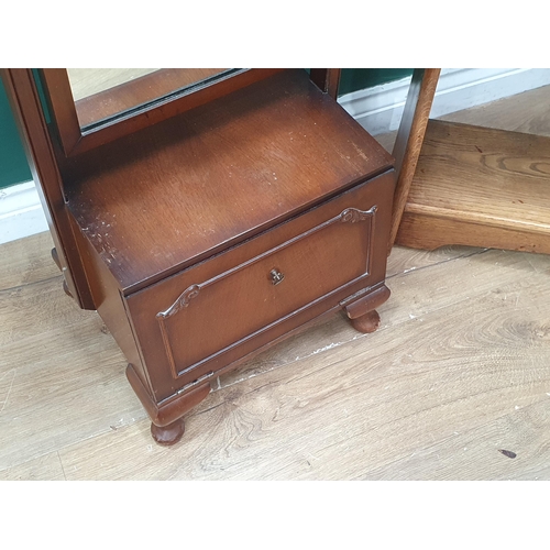 460 - An oak open Bookcase 2ft 7in H x 2ft 6in W and a mahogany veneered Robing Mirror fitted single drawe... 