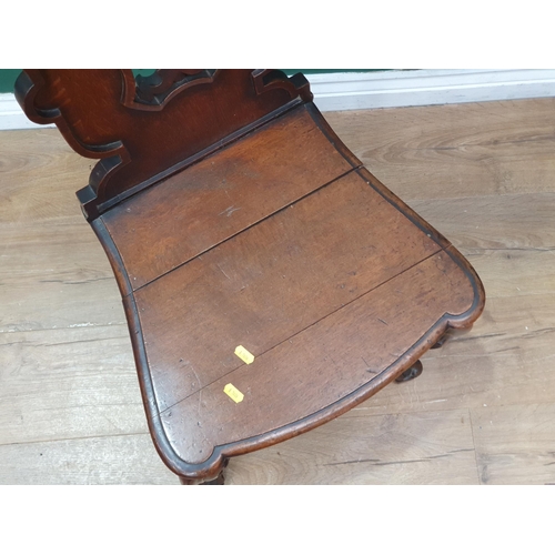 463 - A Victorian oak Hall Chair with pierced back, an oak rush seated Chair and a pair of stick back Chai... 