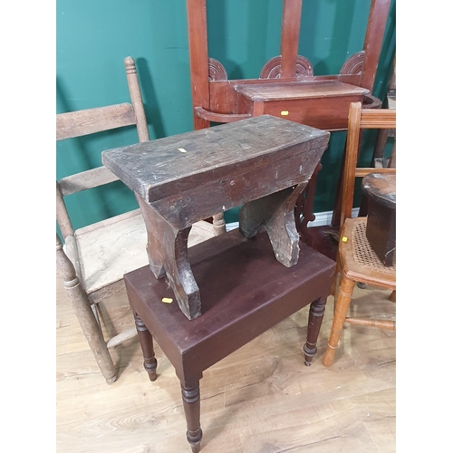 468 - A Victorian mahogany Hall Stand, two Stools, a 19th Century mahogany Commode, three Chairs and a Mag... 