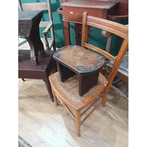 468 - A Victorian mahogany Hall Stand, two Stools, a 19th Century mahogany Commode, three Chairs and a Mag... 