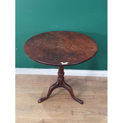 476 - A Georgian plum pudding mahogany Pillar Table with circular top on turned column and tripod base 2ft... 