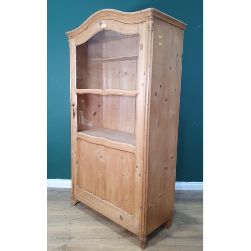 507 - An antique pine Cabinet fitted half glazed door enclosing fixed shelves 5ft 8in H x 3ft 2in W