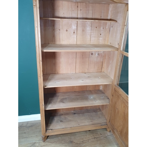 507 - An antique pine Cabinet fitted half glazed door enclosing fixed shelves 5ft 8in H x 3ft 2in W