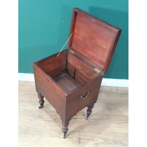 514 - A 19th Century mahogany Cellarette raised on turned supports and casters 2ft H x 1ft 5in W (R6)