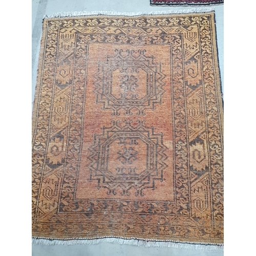 525 - Three old woollen Persian Rugs 4ft 8in L x 3ft W, 4ft L x 3ft W and 2ft 6in L x 2ft W (R5)