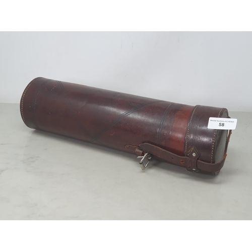 58 - A leather cylindrical Case with X decoration, 16in (R2)