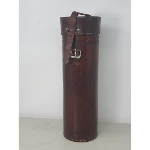 58 - A leather cylindrical Case with X decoration, 16in (R2)