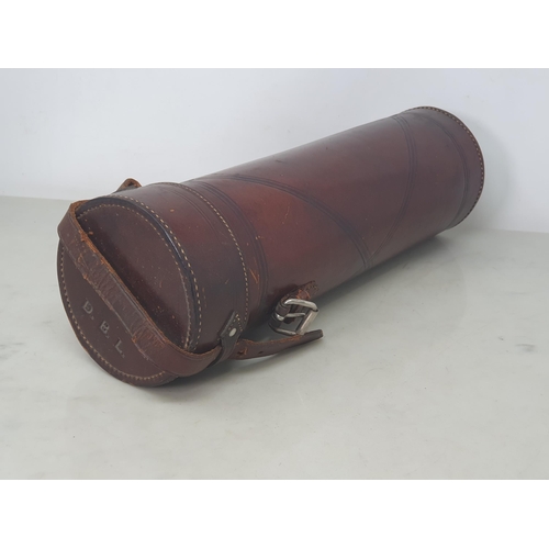 58 - A leather cylindrical Case with X decoration, 16in (R2)