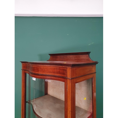 602 - An Edwardian mahogany and inlaid serpentine fronted Display Cabinet 5ft 7in H x 2ft 3in W (R7)