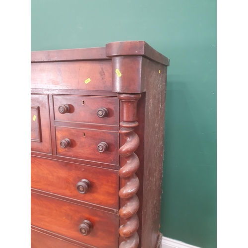 604 - A Victorian mahogany Scottish Chest of drawers fitted secret drawer over five short and three long d... 