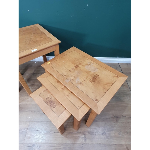 609 - A pair of modern oak Occasional Tables 2ft H x 1ft 8in W and a Nest of three Occasional Tables 2ft 2... 