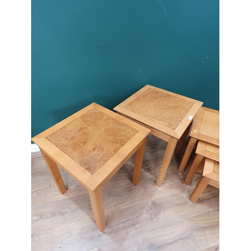 609 - A pair of modern oak Occasional Tables 2ft H x 1ft 8in W and a Nest of three Occasional Tables 2ft 2... 