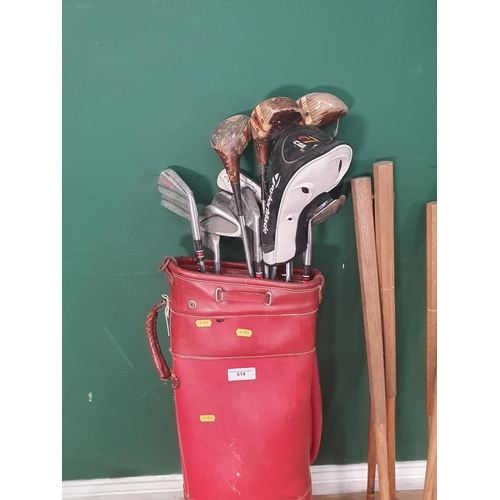 616 - A bag of Dunlop and other Golf Clubs and five Croquet Mallets, Slazenger Hoops and various Balls (R7... 