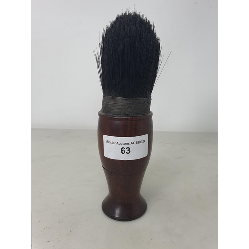 63 - A Chinese Brush with baluster turned hardwood handle having screw base enclosing compartment, 7in (R... 