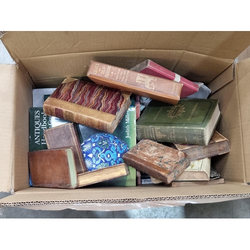 649 - Three small boxes of Christmas Decorations and Crackers, a box of Games, a box of Books and a box co... 