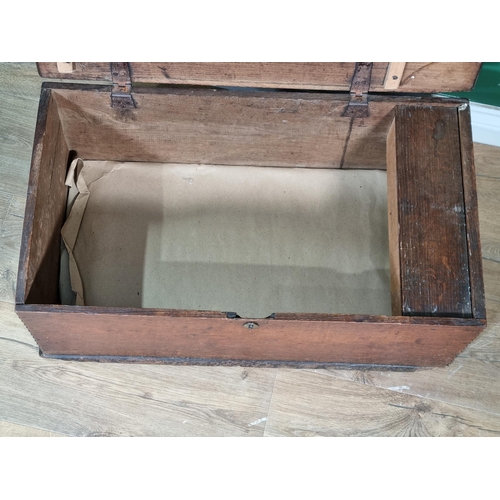 662 - An antique oak Box the hinged lid enclosing candle box 2ft 3in W x 10 1/2in H (R7)