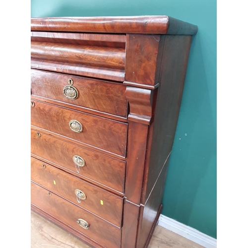 663 - A 19th Century mahogany Chest of long drawer above two short drawers and four long drawers on turned... 