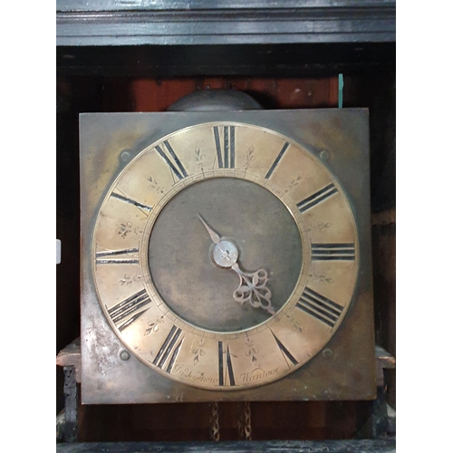 713 - An unusual 18th Century Servant's Longcase Clock with 10inch square brass dial, the chapter ring ins... 