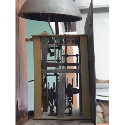 713 - An unusual 18th Century Servant's Longcase Clock with 10inch square brass dial, the chapter ring ins... 