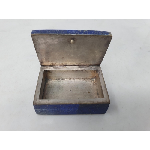 98 - A lapis lazuli Trinket Box with hinged lid, 2 3/4in