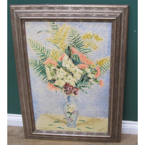 354 - RICKARD. A Still Life of Flowers in a vase, signed, oil on canvas, 30 x 26 1/2 in; and an etching by... 