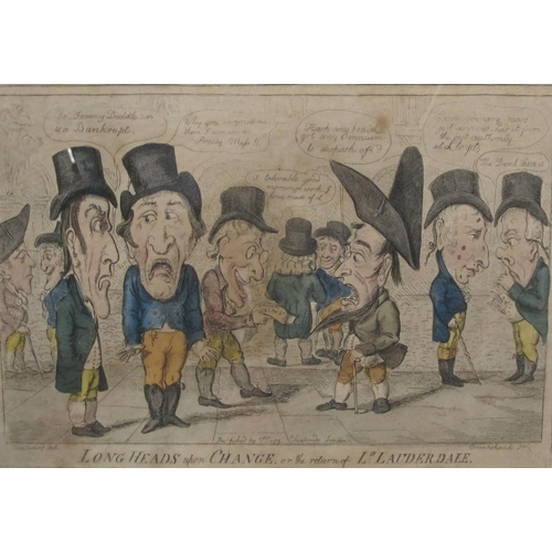 364 - WOODWARD. A Long Headed Assembly, coloured etching by Cruikshank, Pl.8 1/2 x 12 1/2 in ; and two oth... 