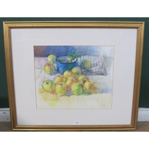 385 - ROY FREER. A Still Life of Apples, watercolour over pencil outline, signed and dated (19) 84 , 15 x ... 