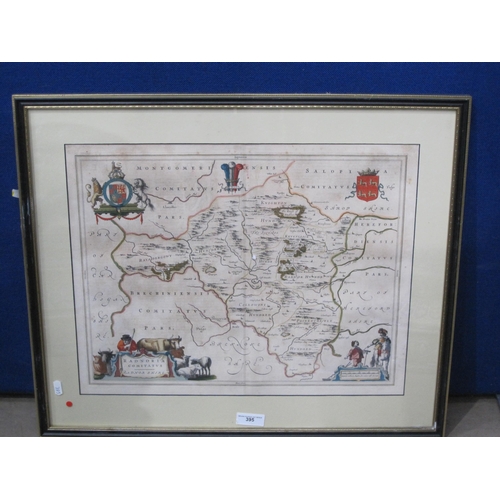 395 - An engraved map 'Radnoria Comitatus', coloured, 16 x 19 1/2 in ; together ithan 'Accurate map of Rad... 