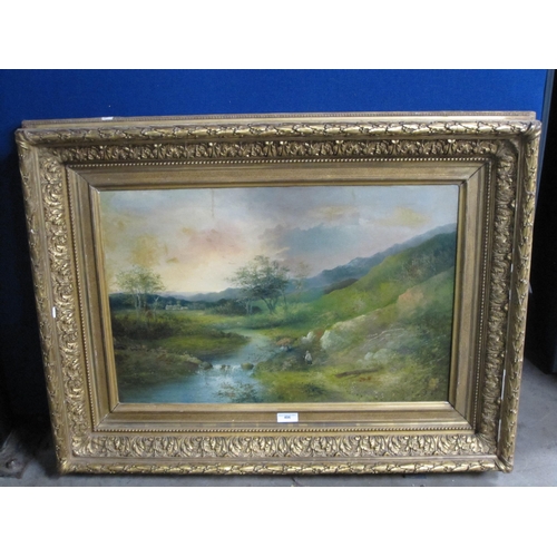 406 - EDWARD NEVILL. A Landscape with a figure by a stream, signed, oil on canvas, 26 x 36 in (R6)